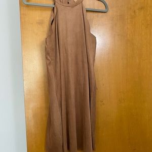 Lightweight Suede Scalloped Halter Dress